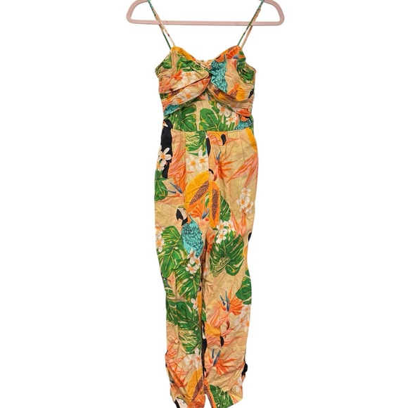 FARM Rio Linen Printed Tropical Jumpsuit - Picture 1 of 6
